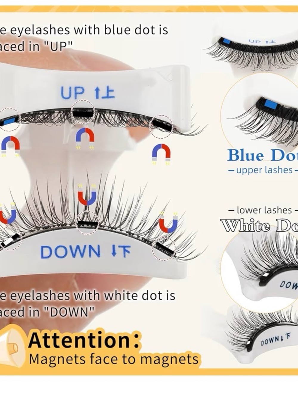 Magnetic False Eyelashes Kit in White Case - Natural Black Lashes set of two - Picture 2 of 7